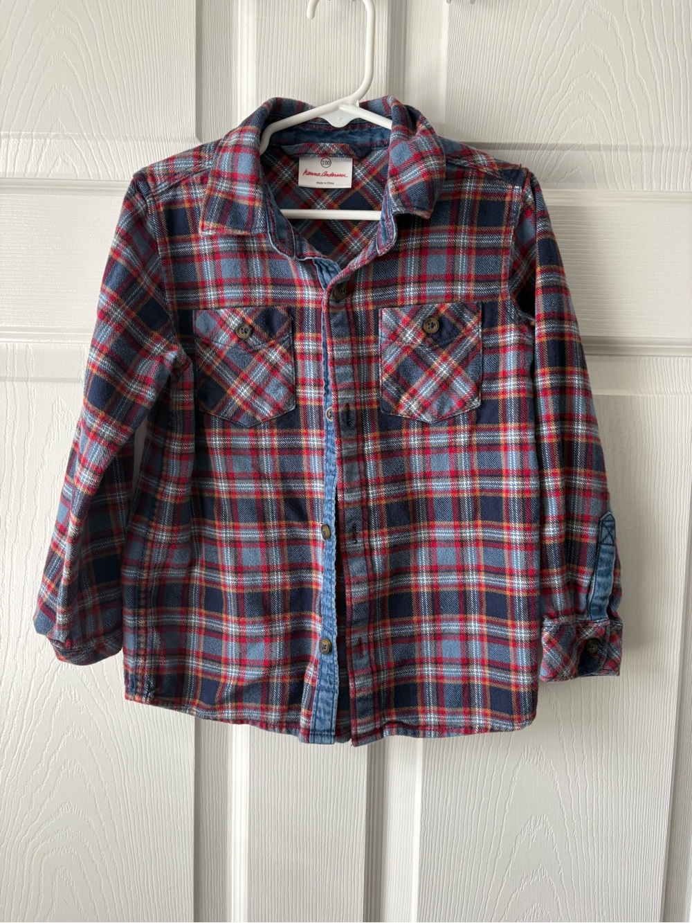 Hanna Andersson Red & Blue Plaid Button-Down Shirt Boys Size 4